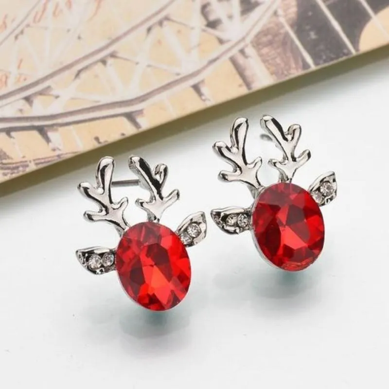 Rudolph the Gem Reindeer Post Earrings