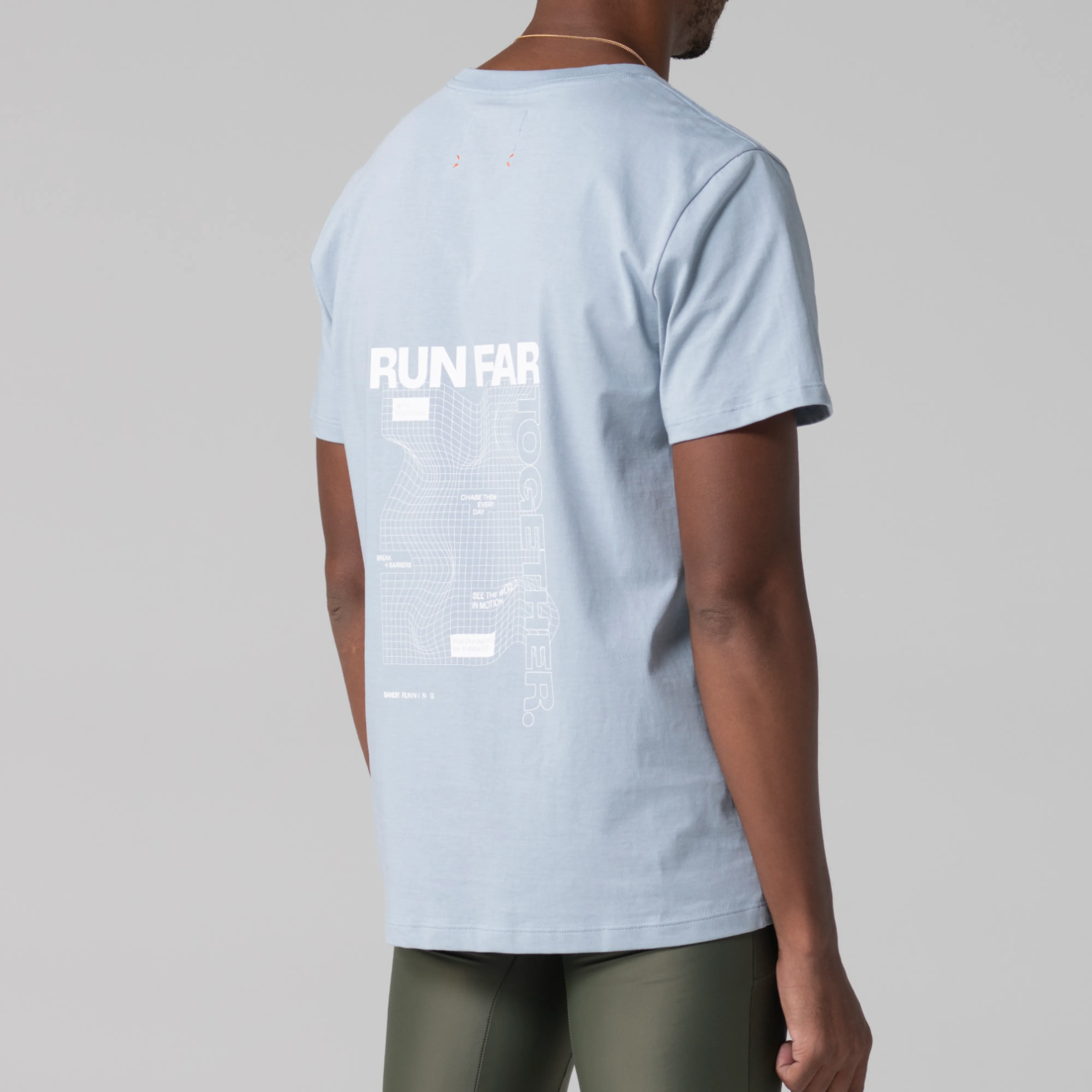 Run Far Cotton Tee - Dusty Blue