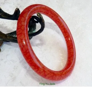 Sale-Chicken Blood Red Classic Round Jade Bangle Bracelet 58 mm (NJ-2667)