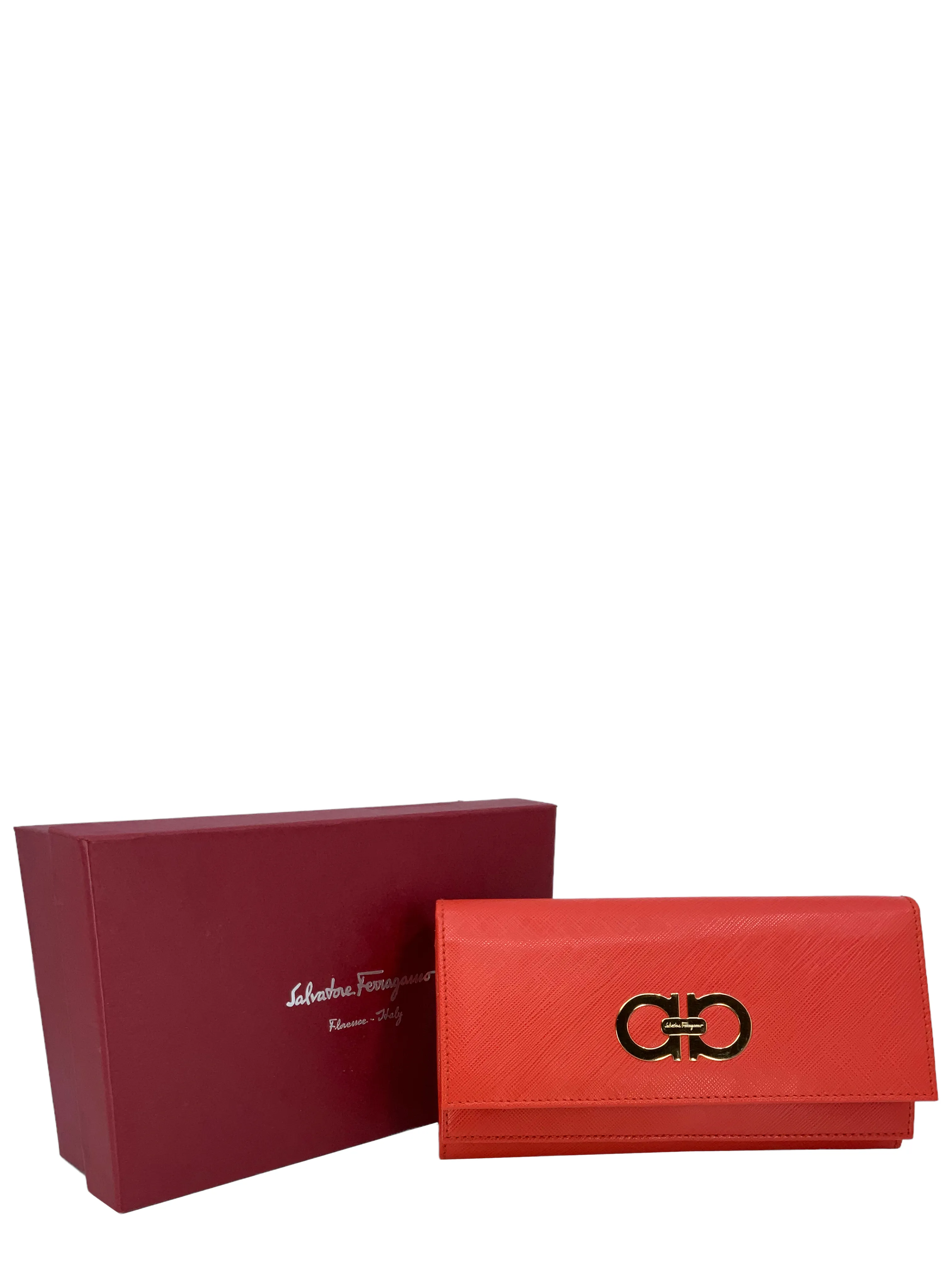 Salvatore Ferragamo Lava Pebbled Calf Gancini Long Wallet