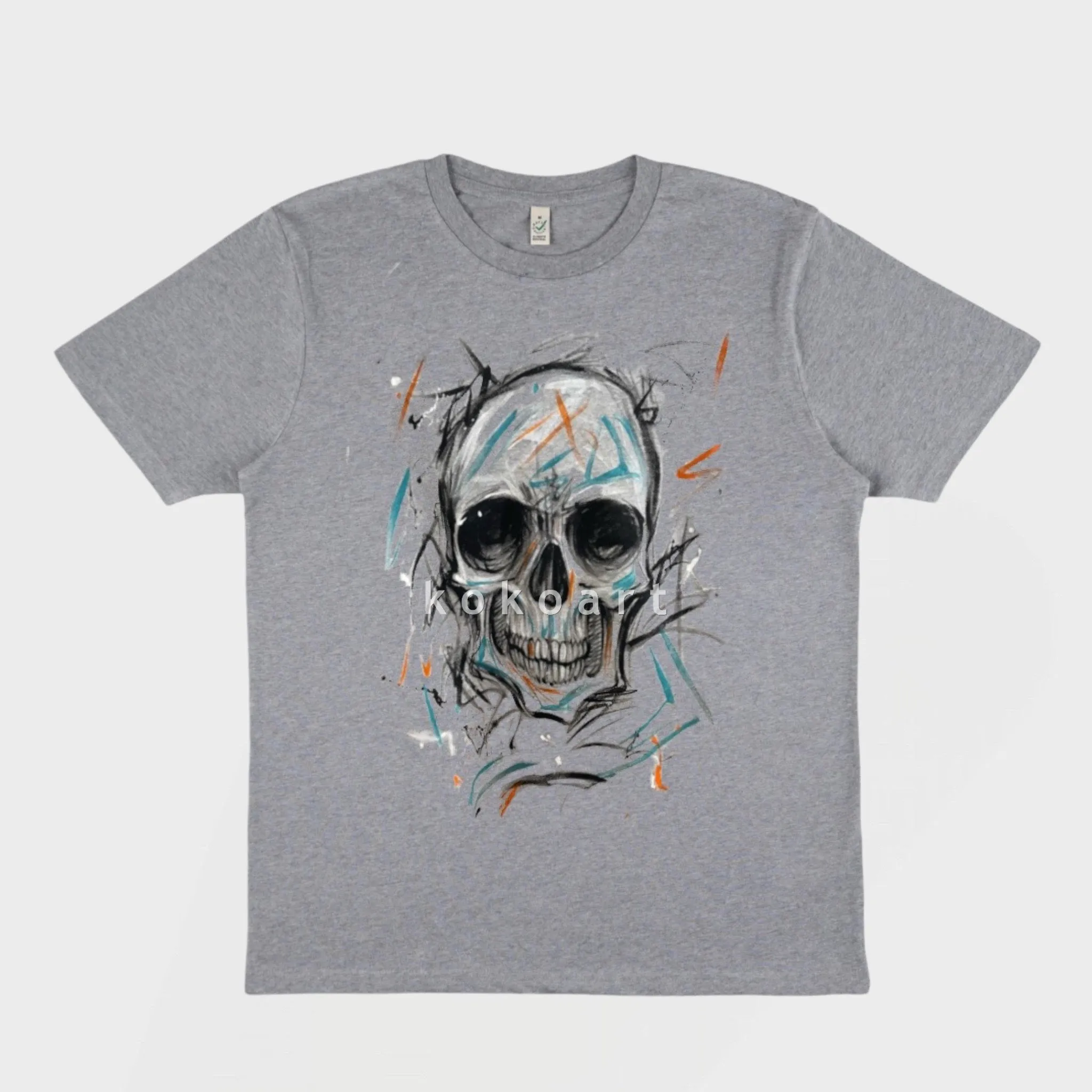 Skull - Hand painted Organic Cotton Clothing