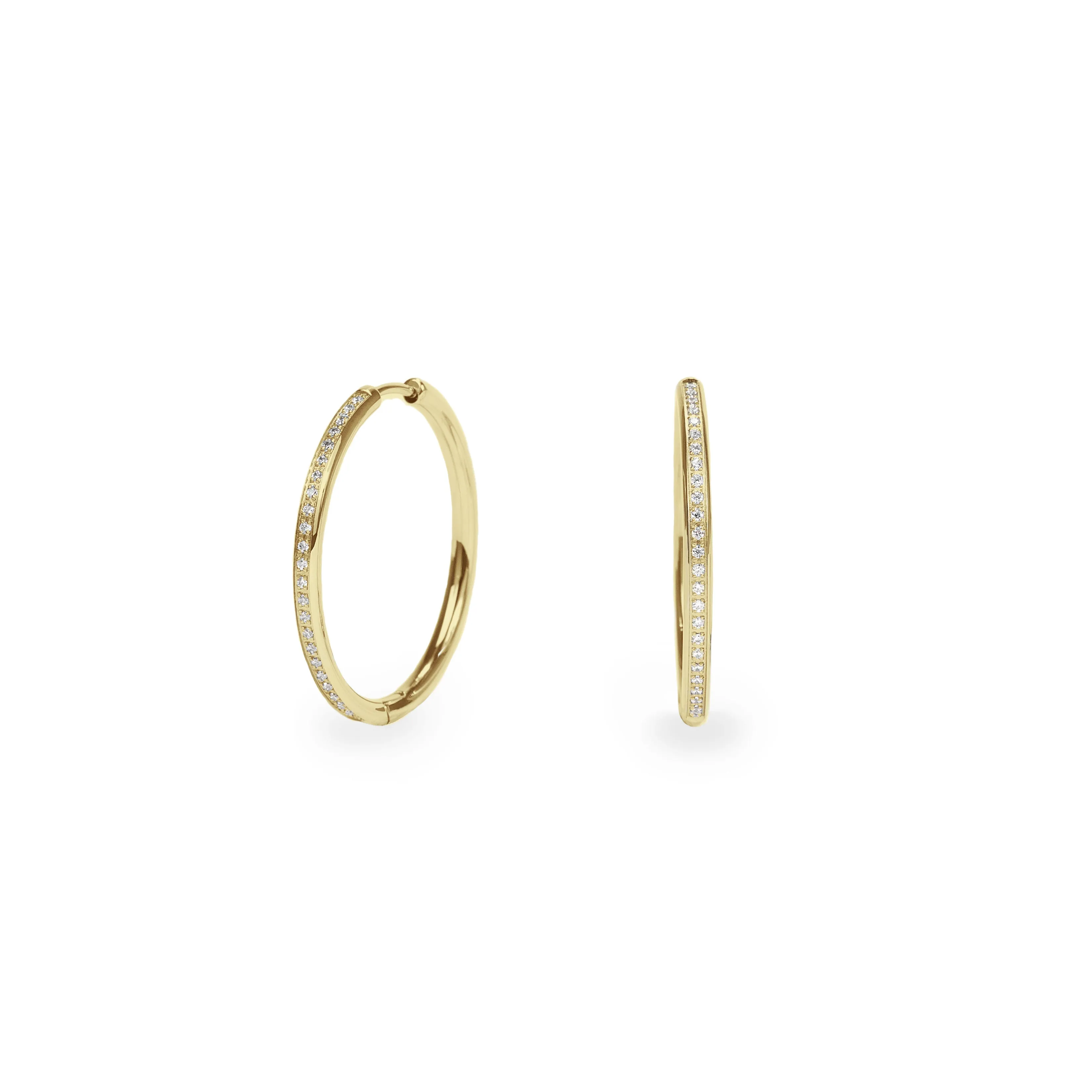 Stainless thin half eternity hoop earrings