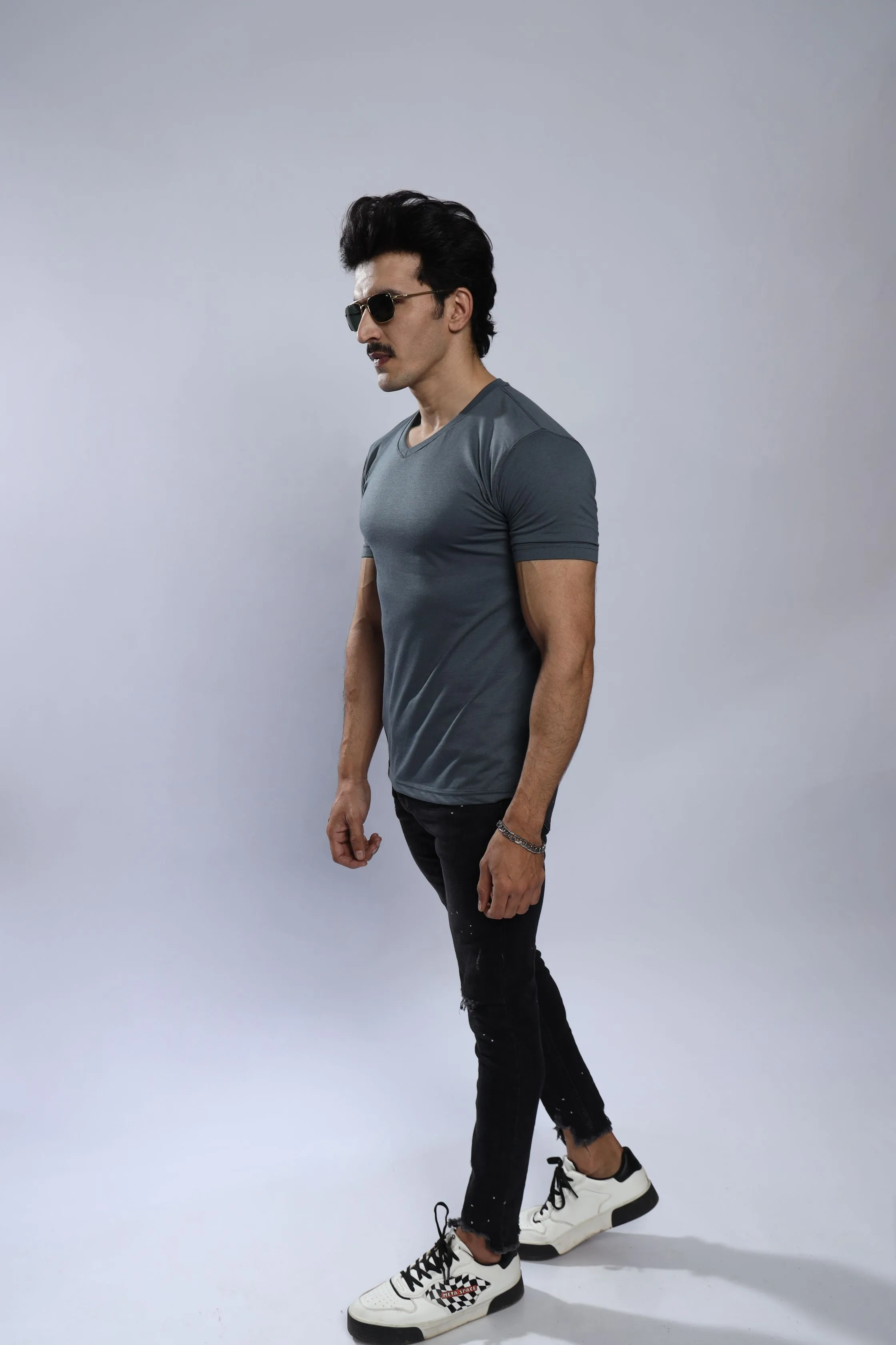 Steel Gray V-Neck T-Shirt