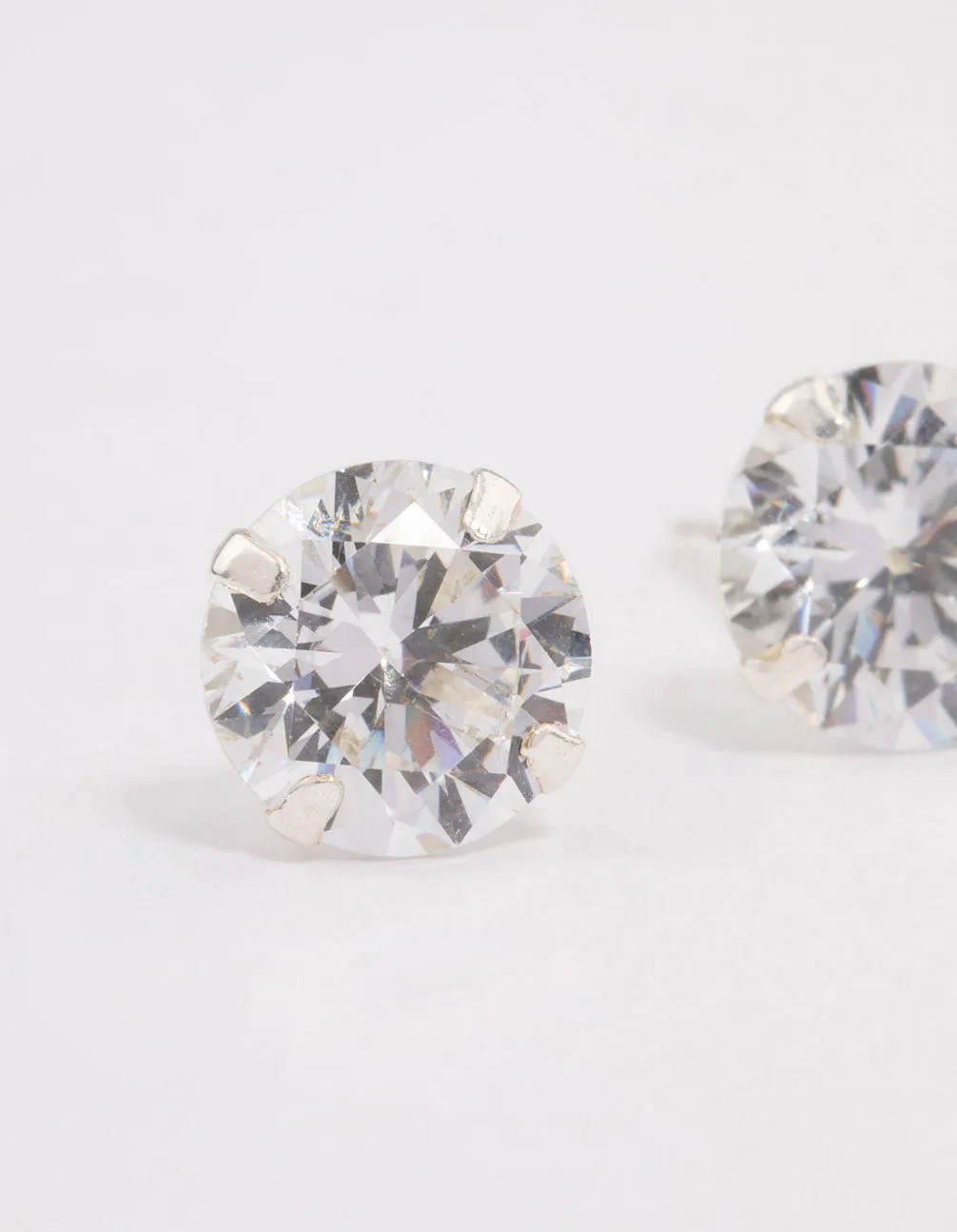 Sterling Silver Double Cubic Zirconia Stud Earrings