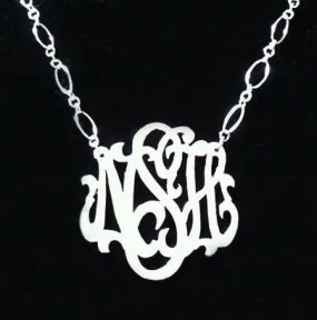 Sterling Silver Monogram Necklace-Long and Short Chain