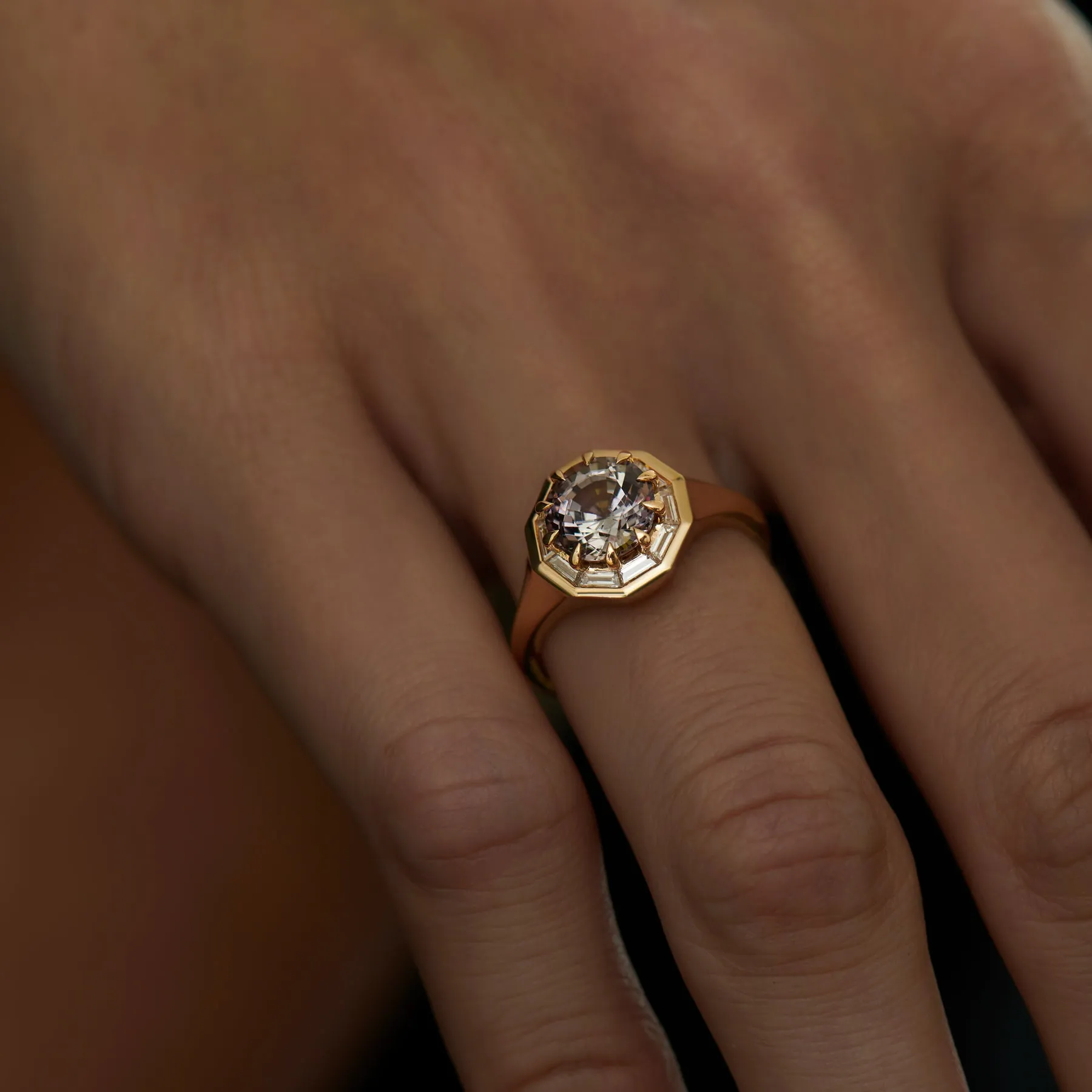 Tanzanite & Trapeze Diamond Engagement Ring