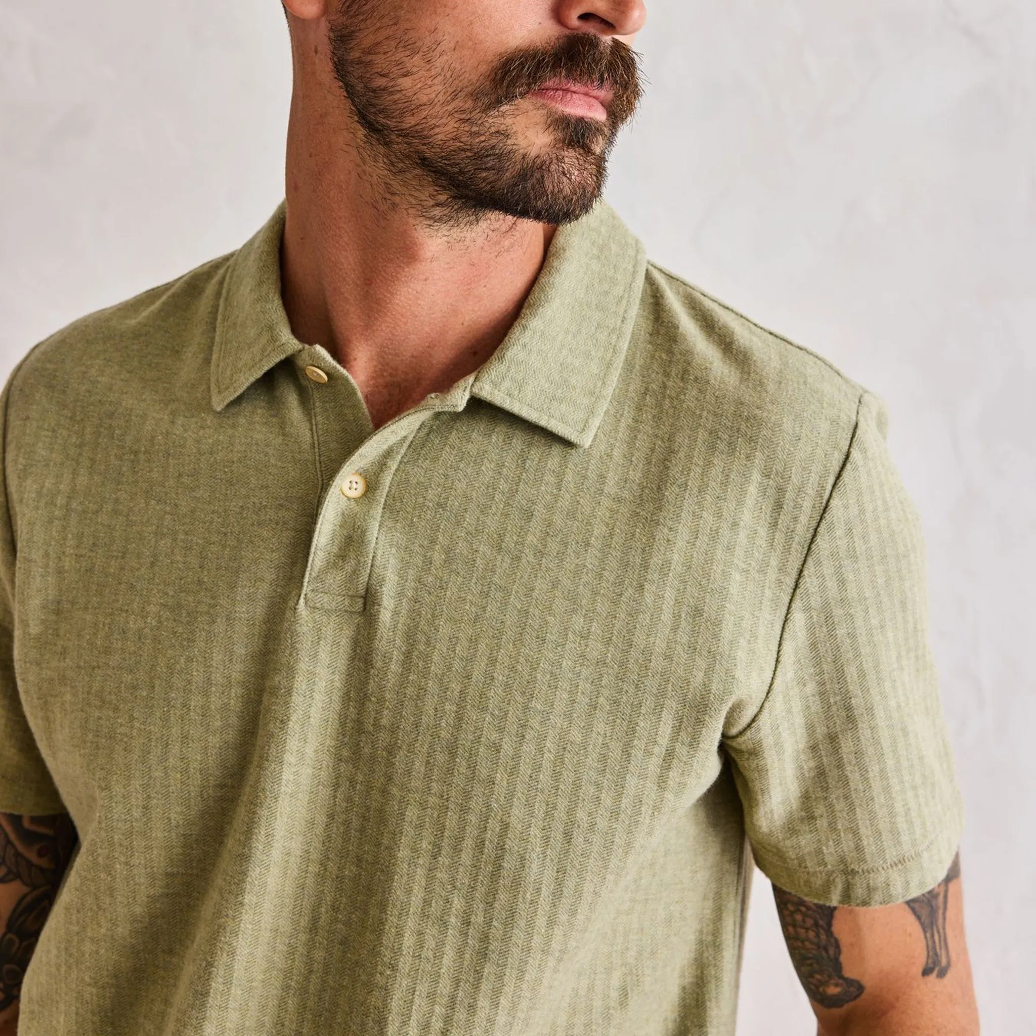 The Herringbone Polo in Heather Sage