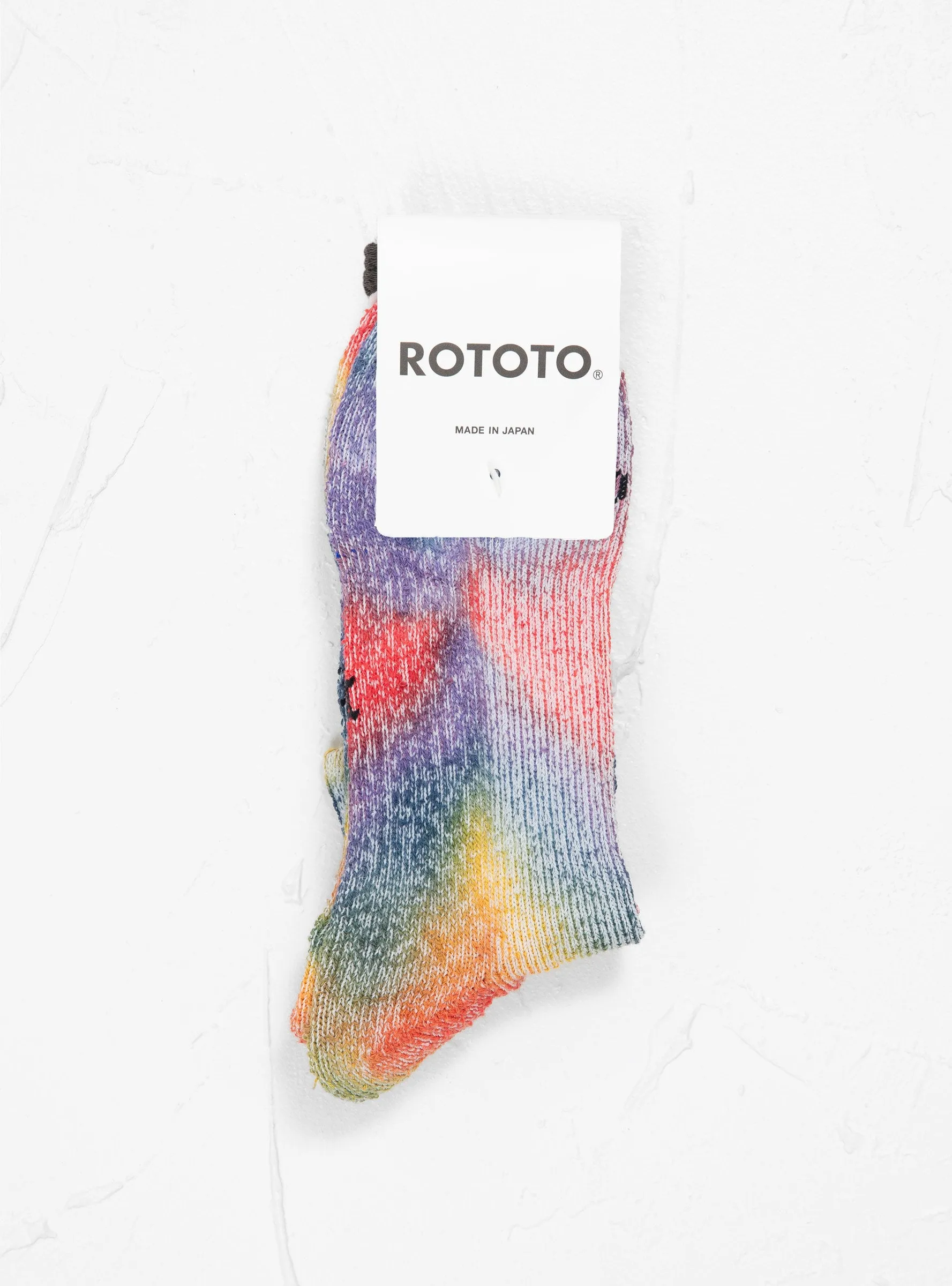 Tie Dye Pile Ankle Socks Red, Yellow & Blue