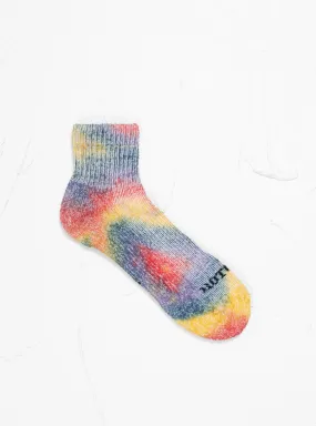 Tie Dye Pile Ankle Socks Red, Yellow & Blue