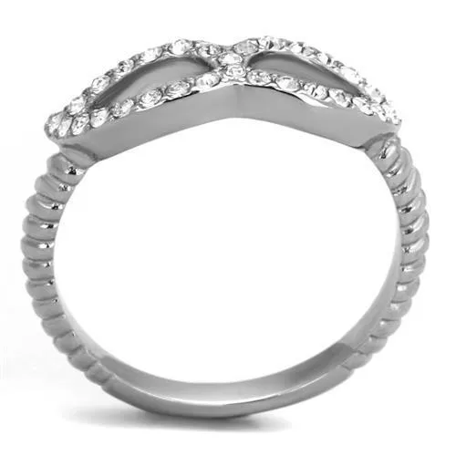 TK2122 High polished (no plating) Stainless Steel Ring with Top Grade Crystal in Clear