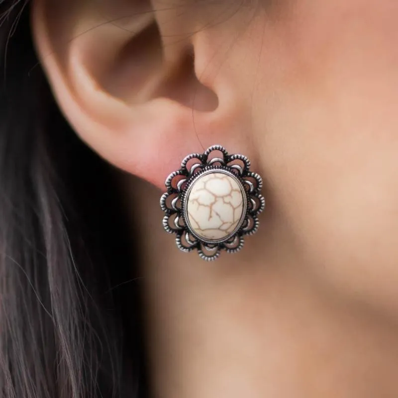 Turn to Stone White Stone Post Earrings