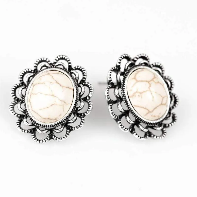 Turn to Stone White Stone Post Earrings