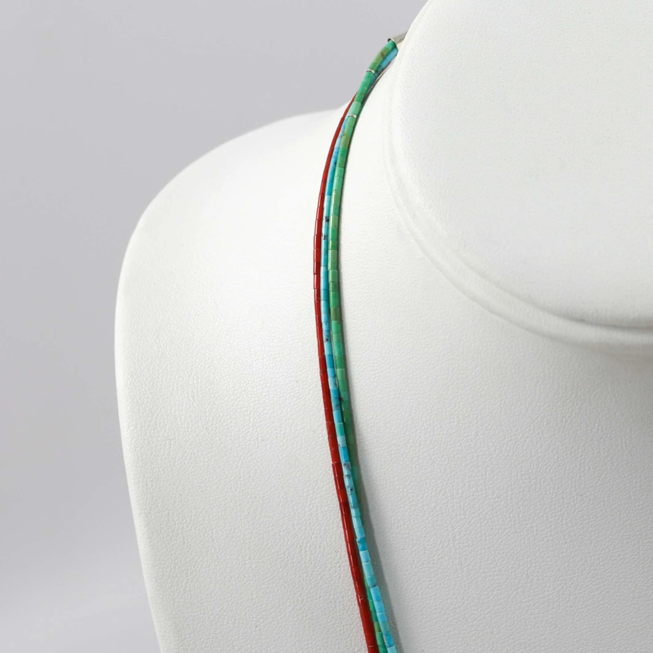 Turquoise and Coral Heishi Necklace