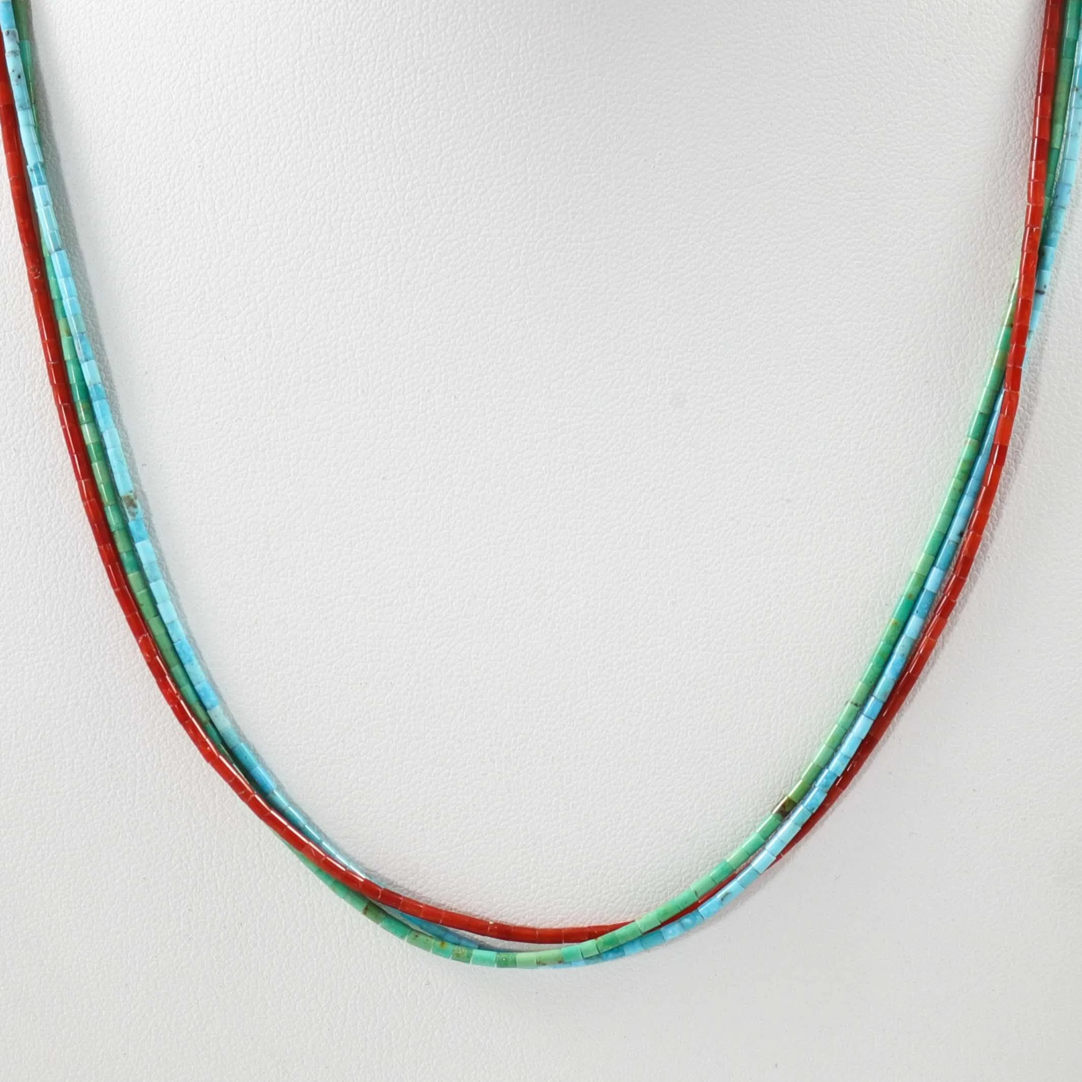 Turquoise and Coral Heishi Necklace