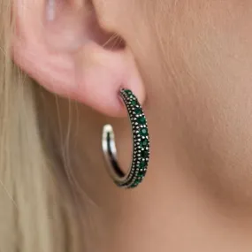 Twinkling Tinseltown Green Gem Hoop Earrings