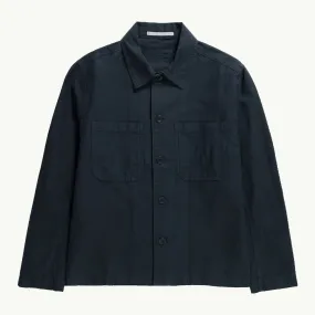 Tyge Cotton Linen Overshirt - Dark Navy