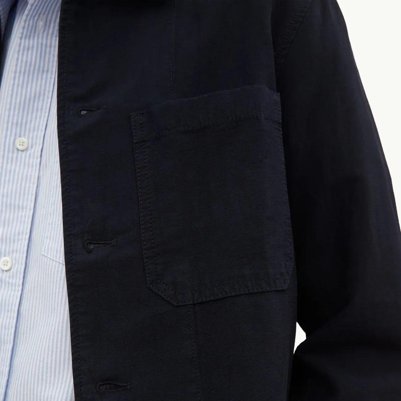 Tyge Cotton Linen Overshirt - Dark Navy