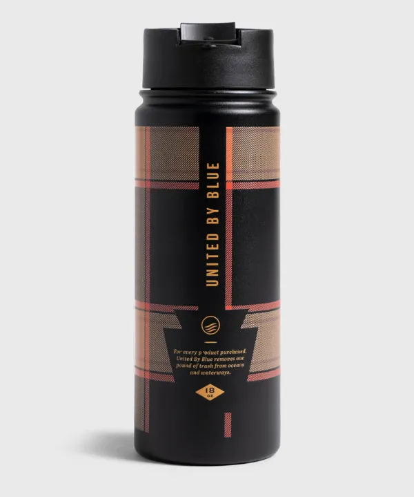 UNITED BY BLUE INSULATED STEEL BOTTLE 18 OZ plaid black