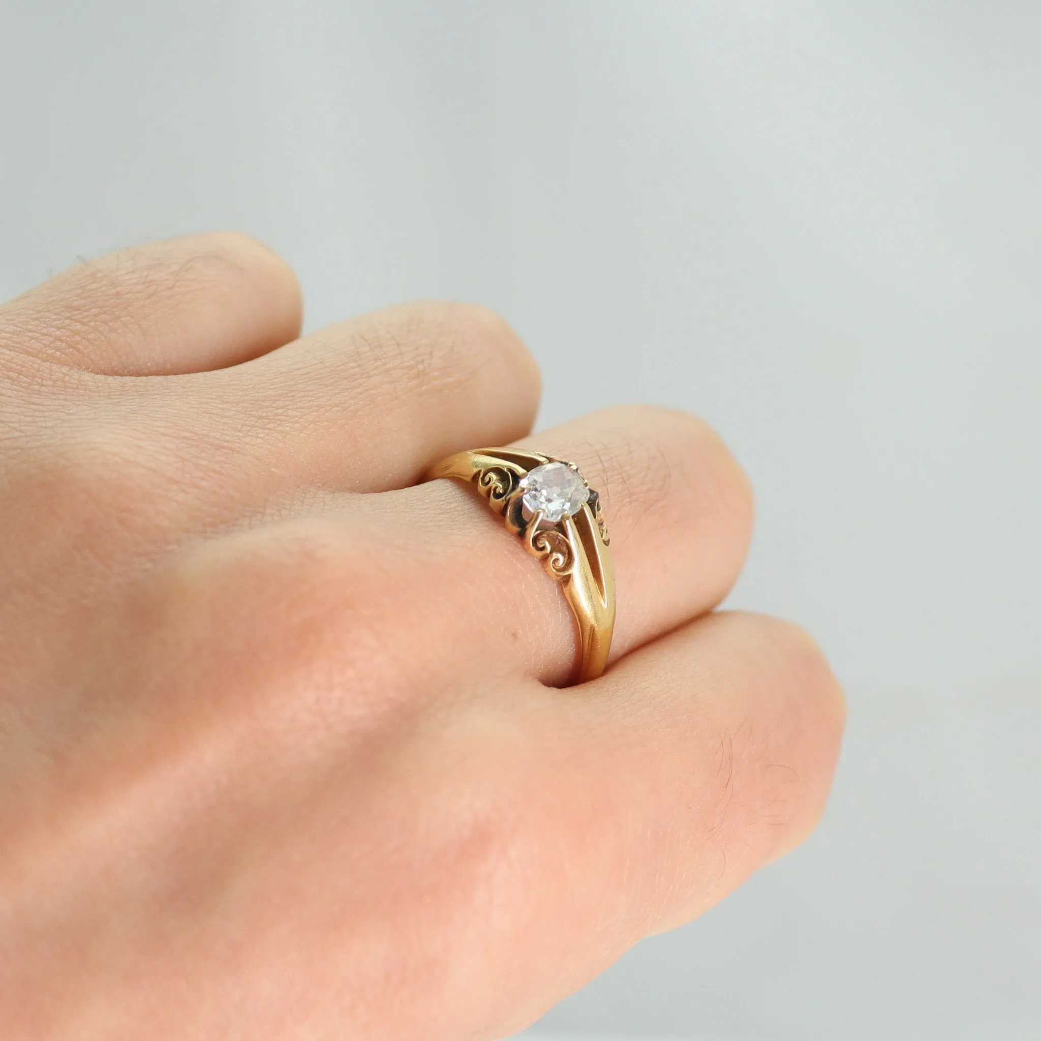 Victorian 18 Carat Gold Belcher Diamond Ring