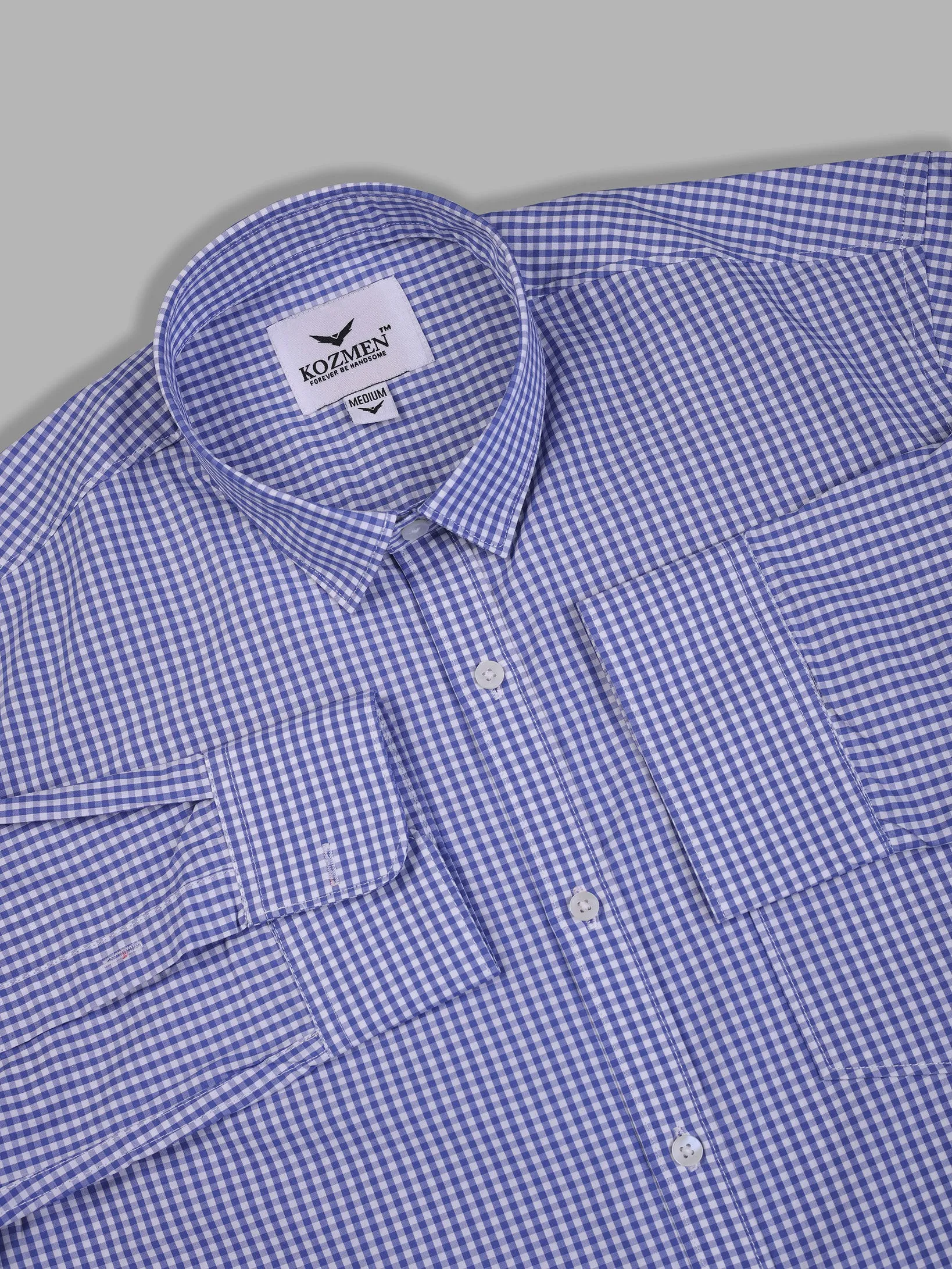 Violate Blue Premium Quality Gingham Checkered  Shirt