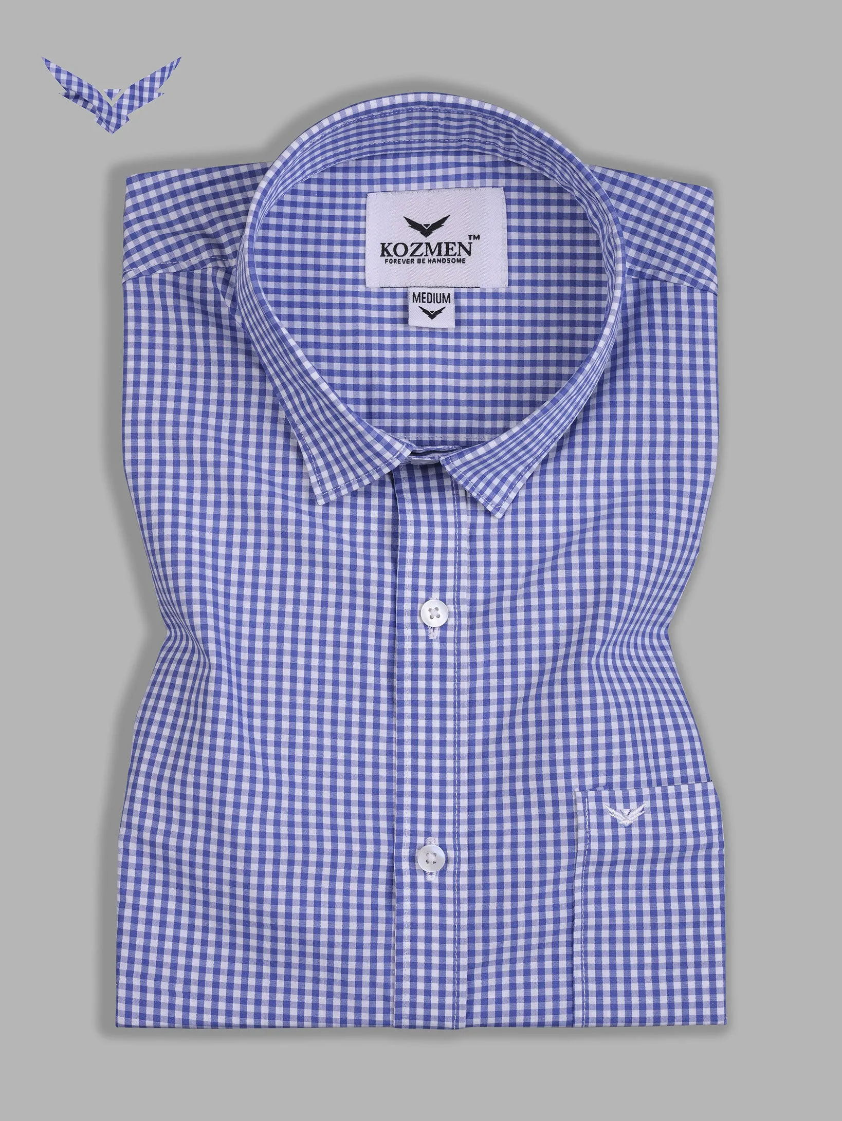 Violate Blue Premium Quality Gingham Checkered  Shirt