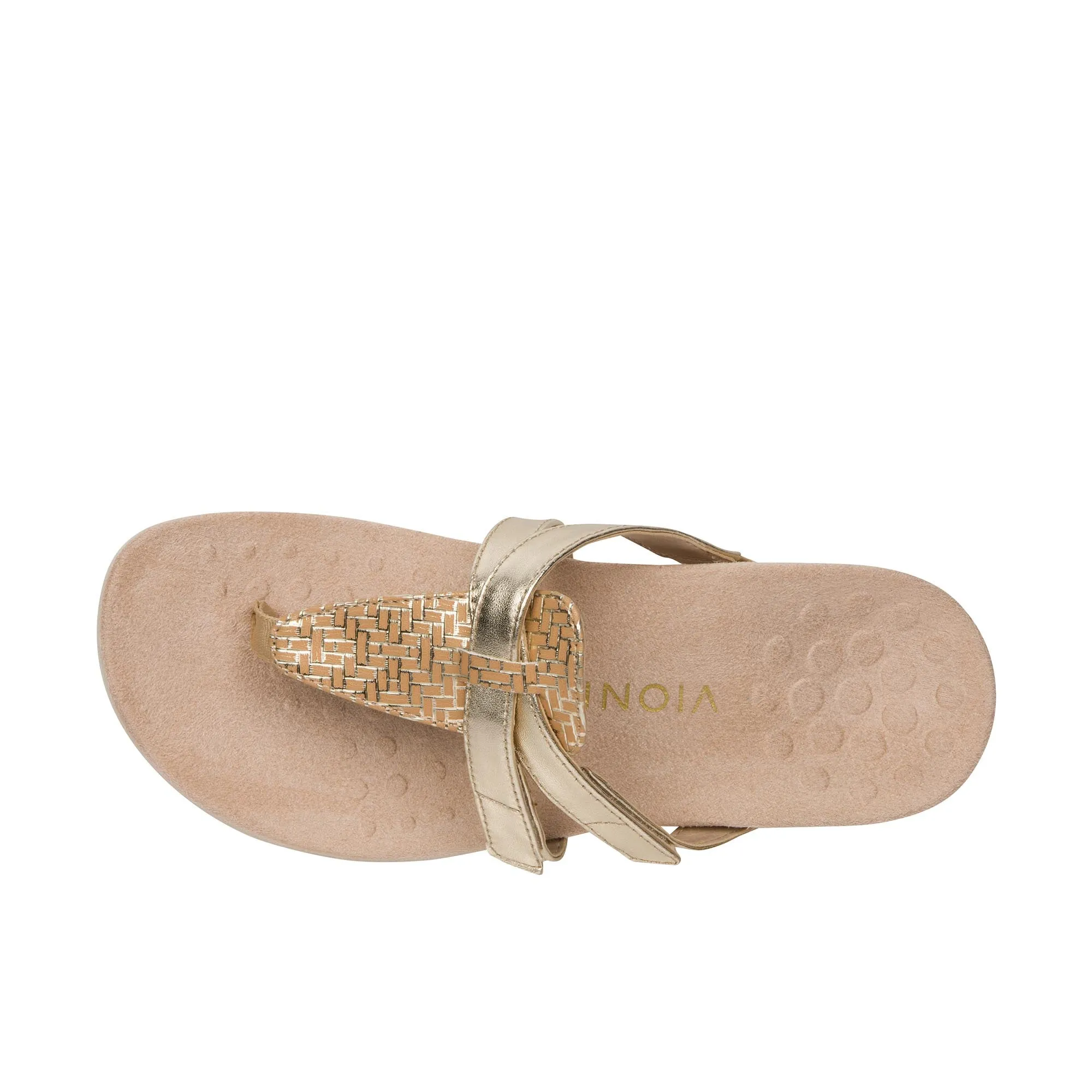 Vionic Womens Karley Toe Post Sandal Gold