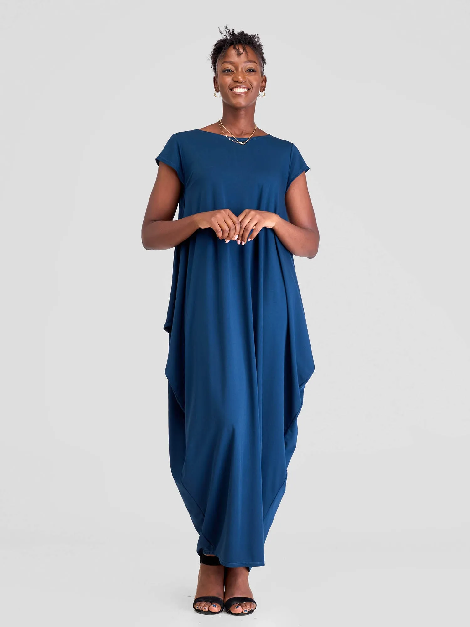 Vivo Zanzi Side Cowl Maxi Dress - Teal