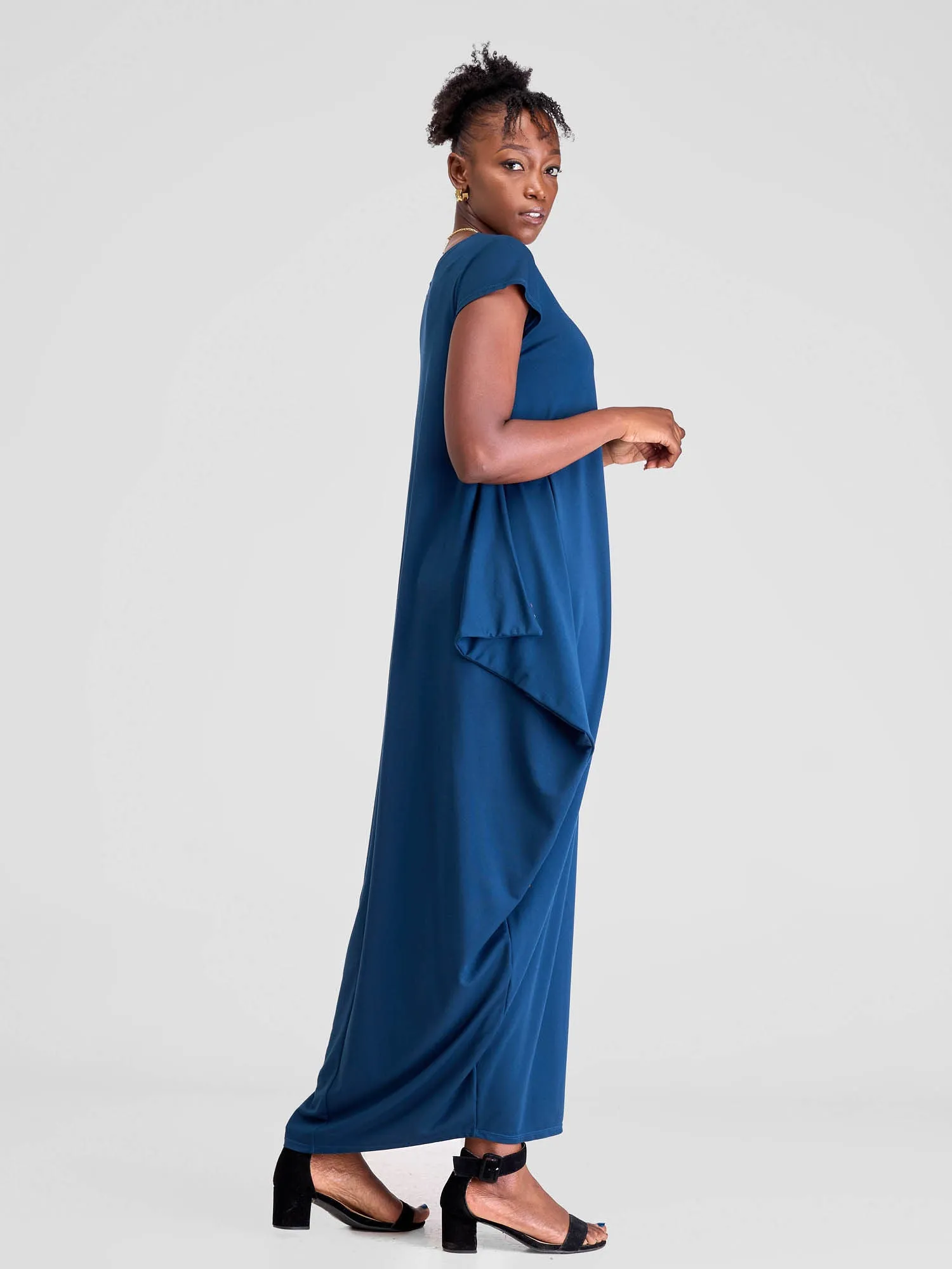 Vivo Zanzi Side Cowl Maxi Dress - Teal