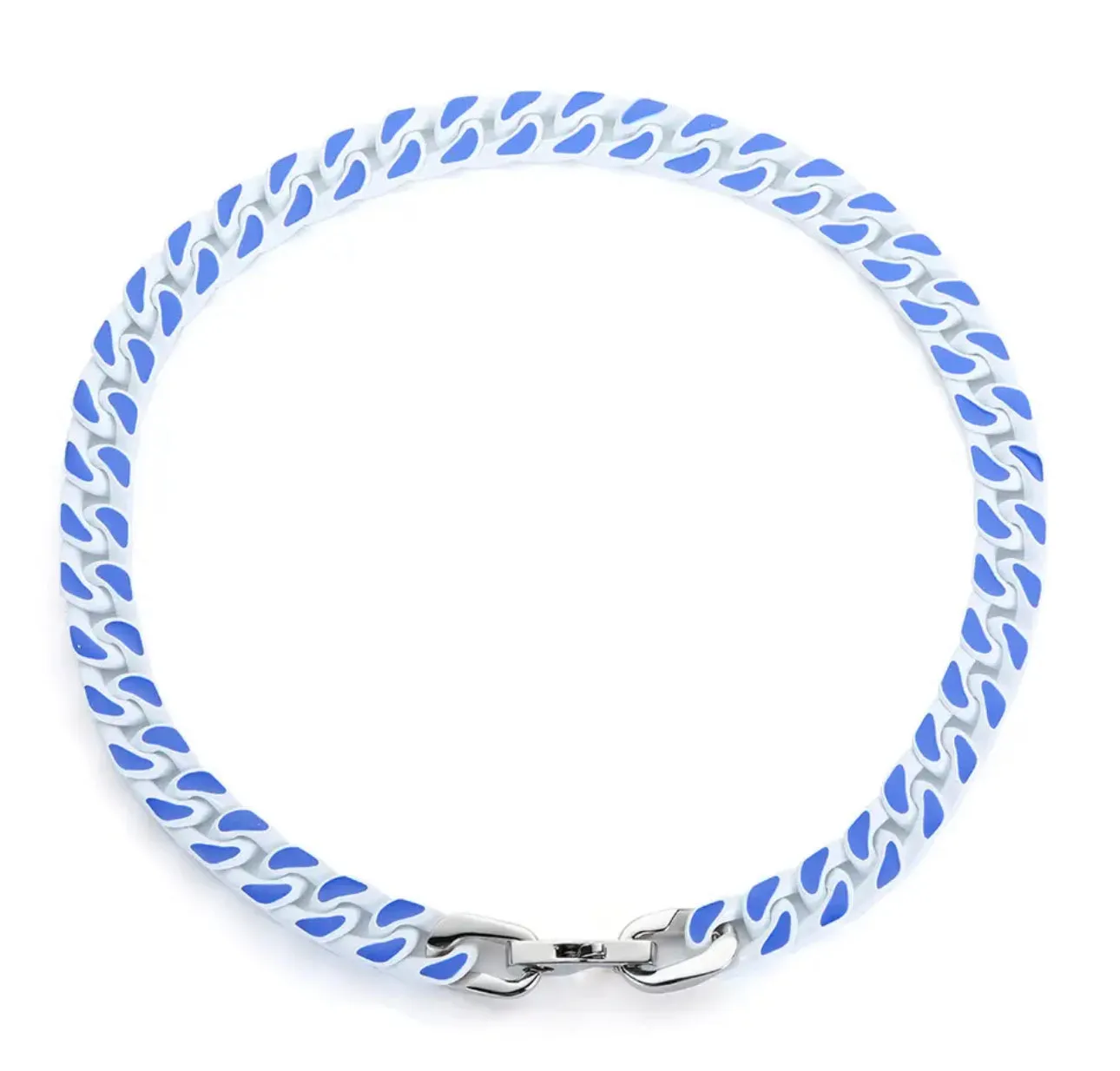 White & Blue Cuban Chain Necklace