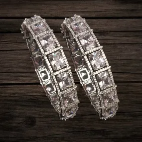 White Rhodium American Diamonds Bangles Set By Asp Fashion Jewellery