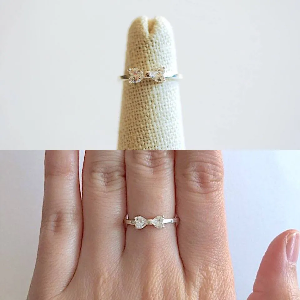 Wholesale Sterling Silver Bow Ring- 925 Adjustable Ring, CZ Crystal Ring, Infinity Ring, Dainty Bow Ring, love knot ring, Pave Ring