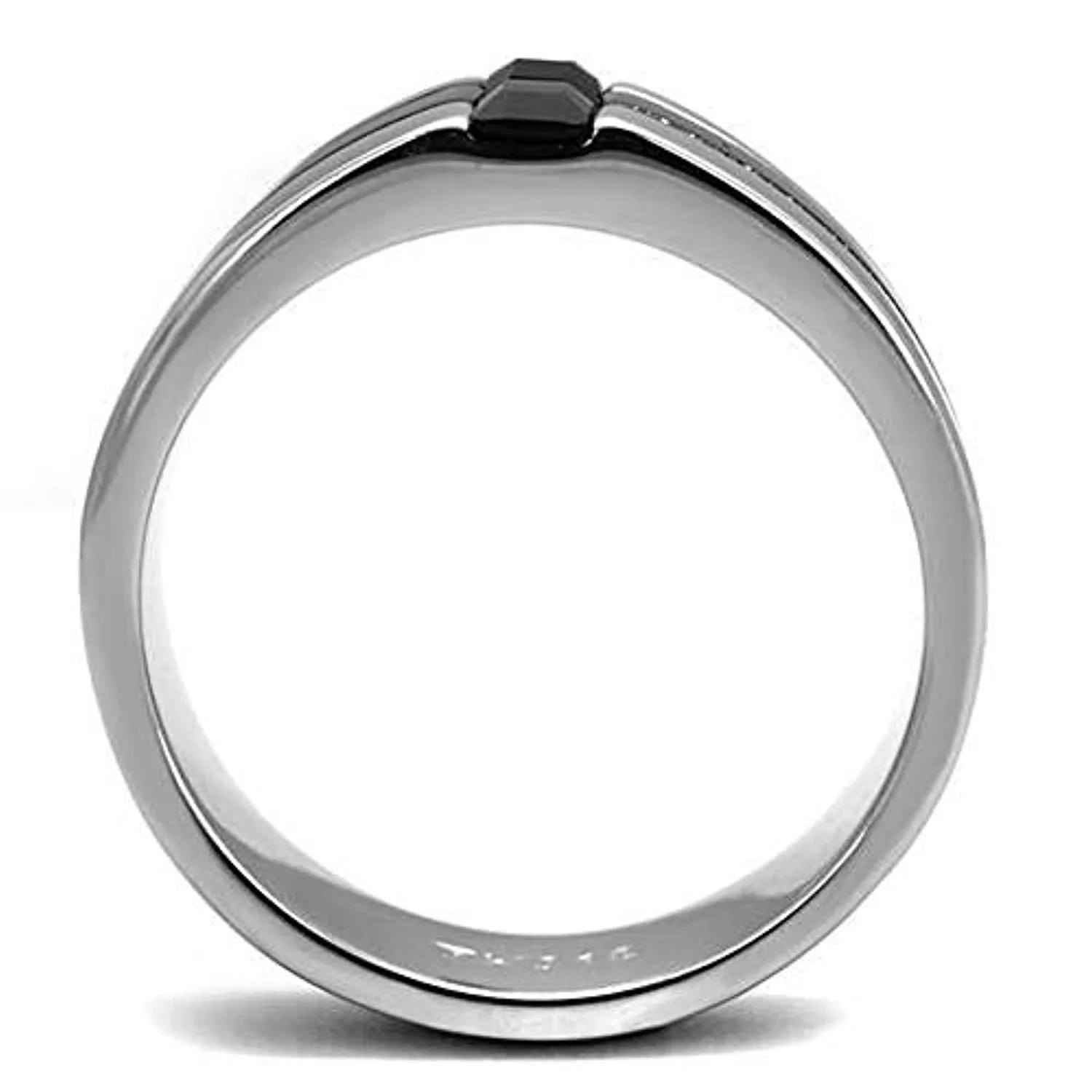 WildKlass Stainless Steel Ring High Polished Men Top Grade Crystal Jet