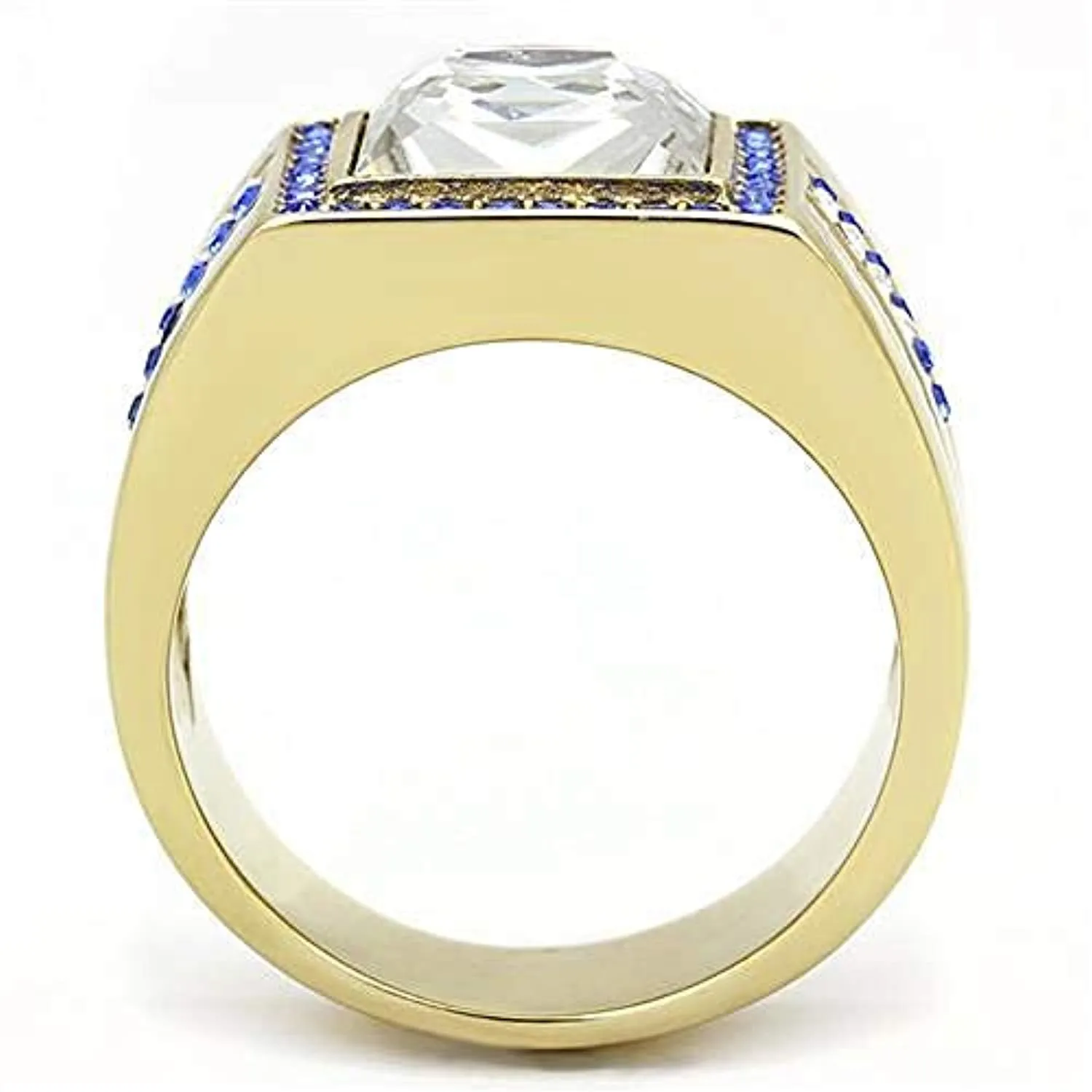 WildKlass Stainless Steel Ring IP GoldMen Top Grade Crystal Clear