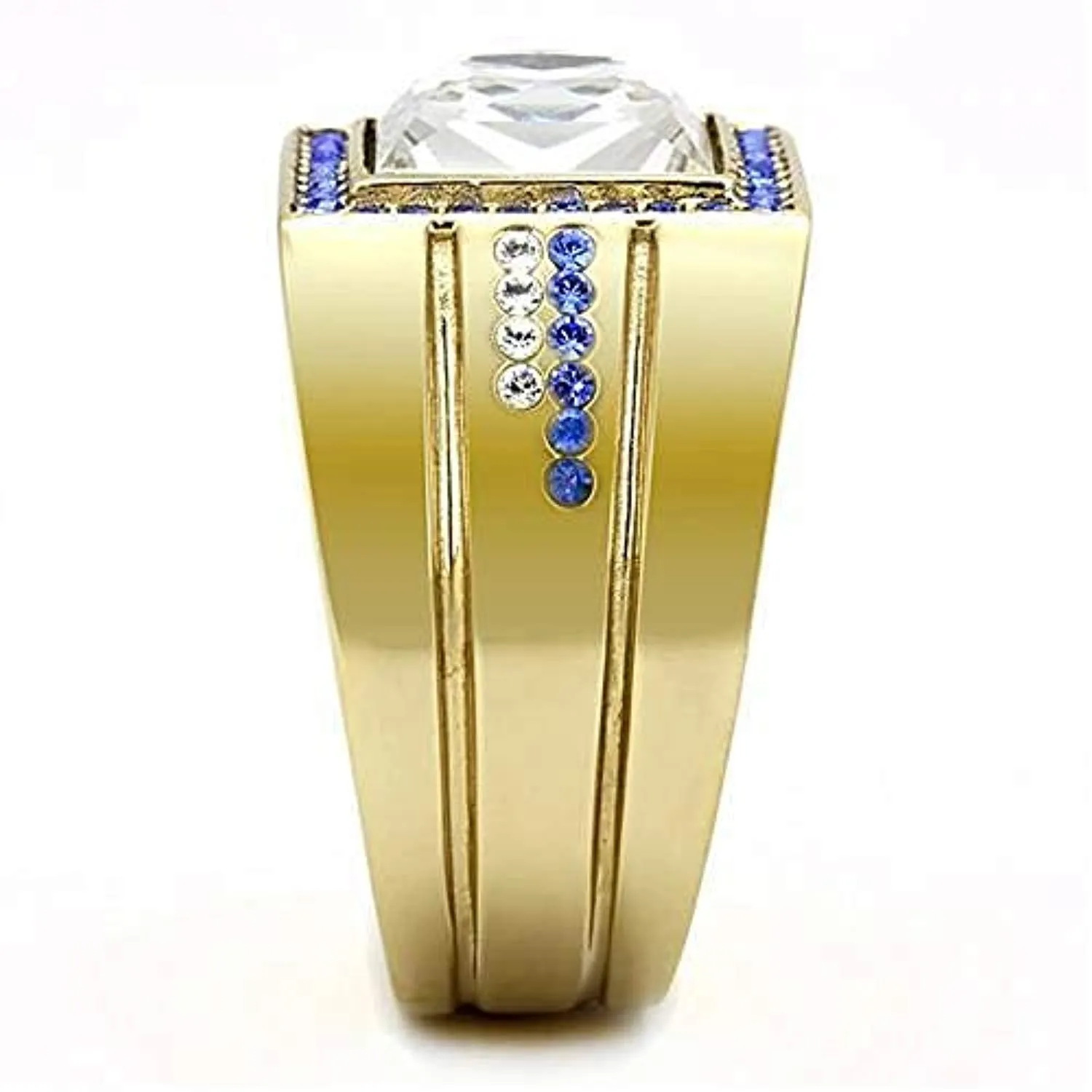 WildKlass Stainless Steel Ring IP GoldMen Top Grade Crystal Clear