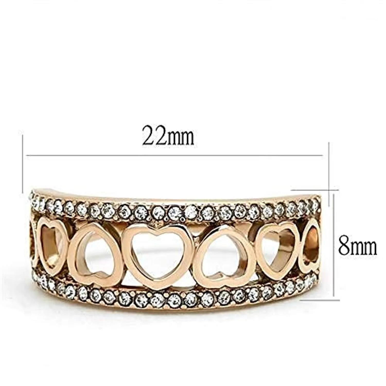 WildKlass Stainless Steel Ring IP Rose Gold Women Top Grade Crystal Clear