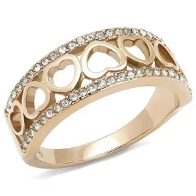 WildKlass Stainless Steel Ring IP Rose Gold Women Top Grade Crystal Clear