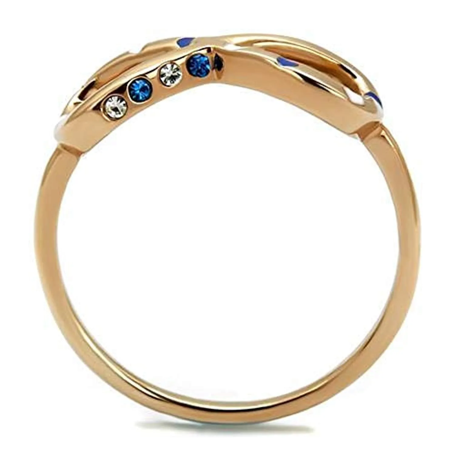 WildKlass Stainless Steel Ring IP Rose Gold Women Top Grade Crystal Sapphire